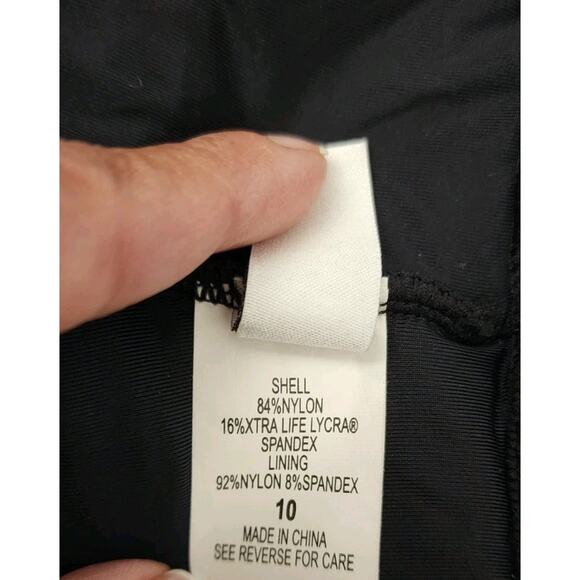 Badgley Mischka One-Piece Swimsuit Ruched Waist Deep Plunge Black Size 10 NWT - Picture 6 of 7